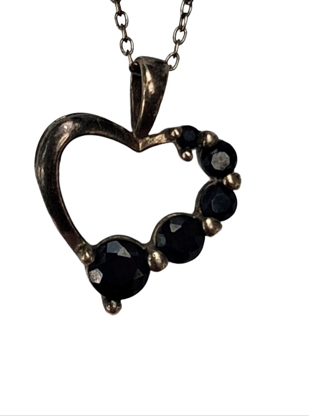 Ross-Simons Gold Vermeil & 925 Sterling Silver Black Sapphire Heart Necklace